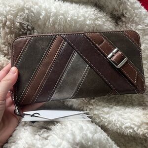 Desigual Brown and Gray Striped Wallet